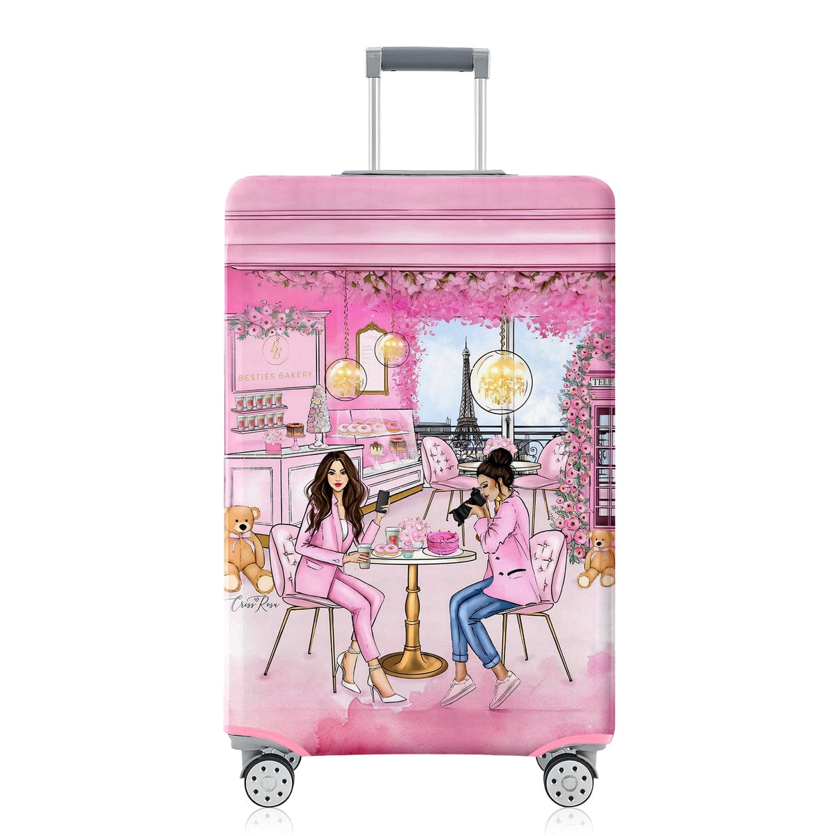 Fashion Accessory Travel Luggage Cover Fashion Girl Perfume and Lipstick and Heels Travel Suitcase Cover Anti-scratch Suitcase cover Fits 18-20 Inch
