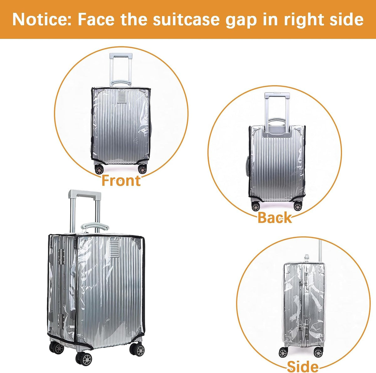 4 Pieces Clear Luggage Cover PVC Suitcase Protector Waterproof Cover for Luggage Spinner Wheels Suitcase (20 Inches, 24 Inches, 28 Inches, 30 Inches)