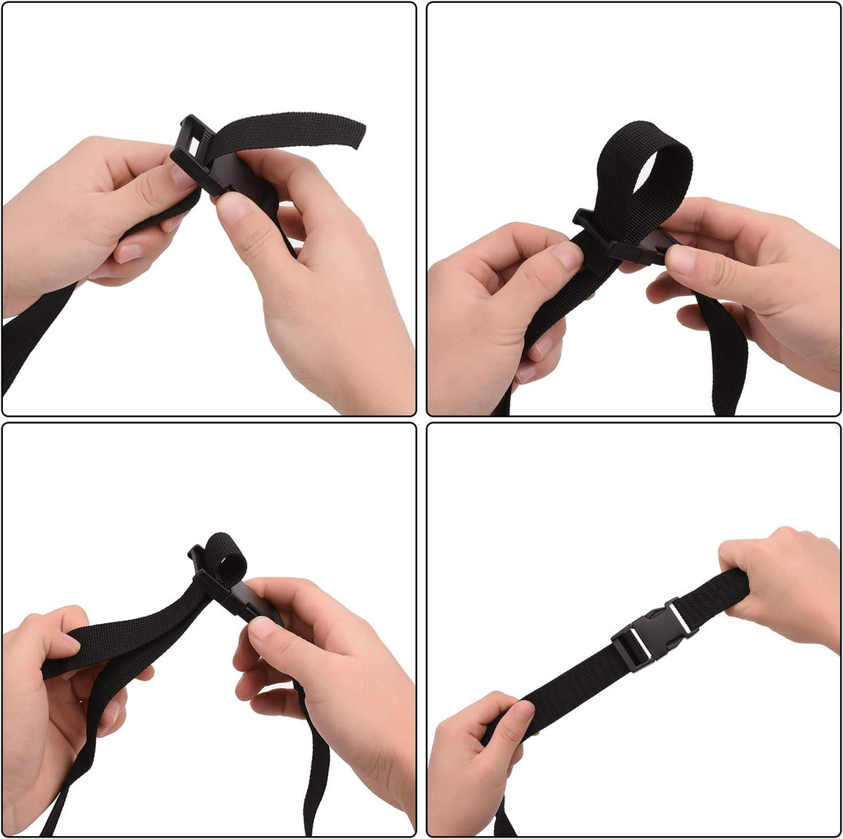 6 Pack Luggage Nylon Straps with Quick Release Buckle Utility Straps for Travel Packing Outdoor Sports, M, Black