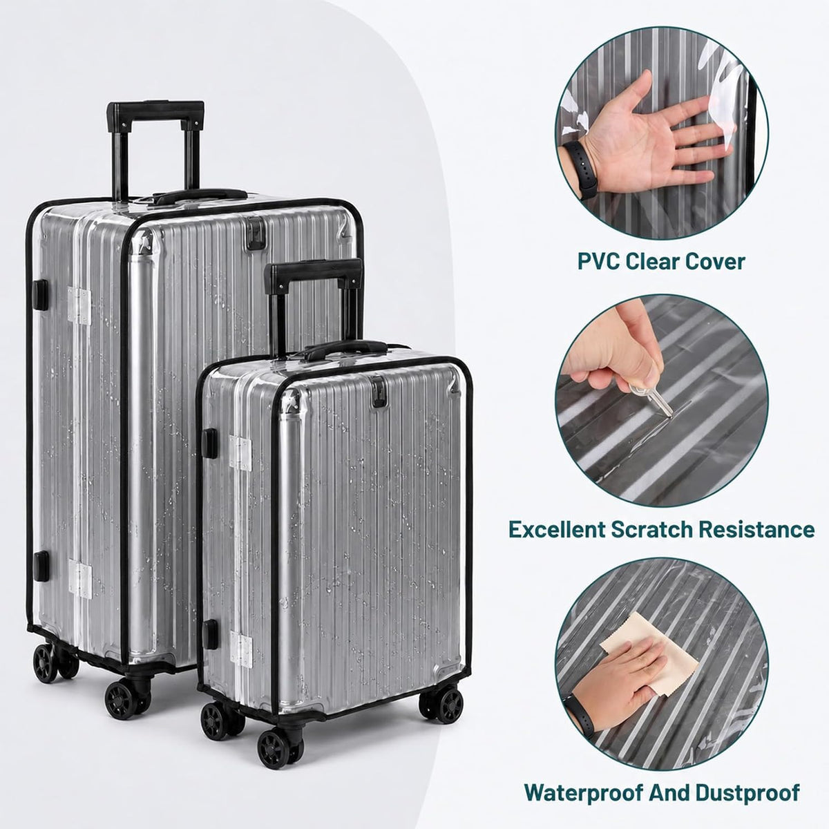 6 Pcs Clear PVC Luggage Protector Covers for Suitcase, Waterproof