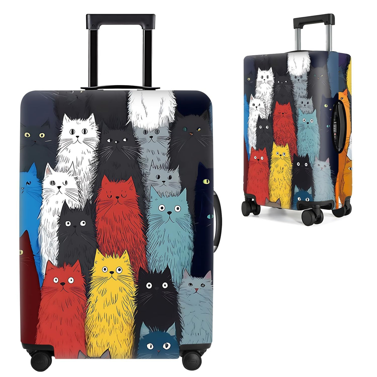 Cute Panda Luggage Cover – Bamboo Climbing Panda Suitcase Protector, Stretchable & Waterproof Travel Luggage Sleeve,M