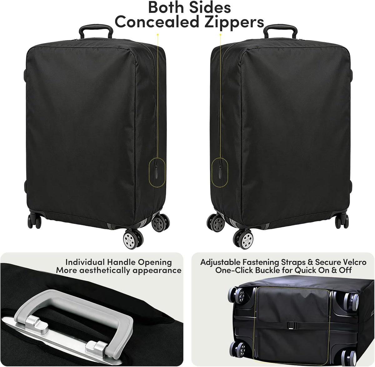 Luggage Cover Protector Compatible with Tumi, Upgraded Oxford Fabric Stretch Cover with Double Zipper, Washable Travel Suitcase Protector, Fits 28-29 Inch Case(Black)