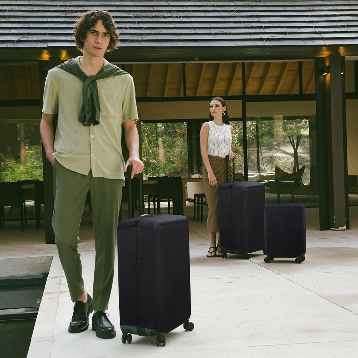 HYPER VENTURE Suitcase Cover Set 3 Pieces Fits 18-30 Inch Luggage, S/M/L