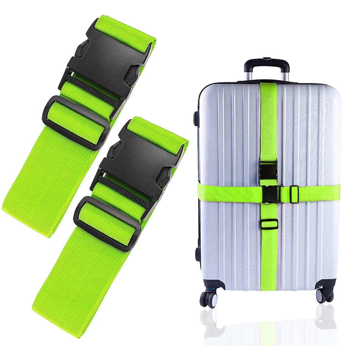 80In Luggage Straps for Suitcase Travel Belt Accessories, 2 Pack Light Blue