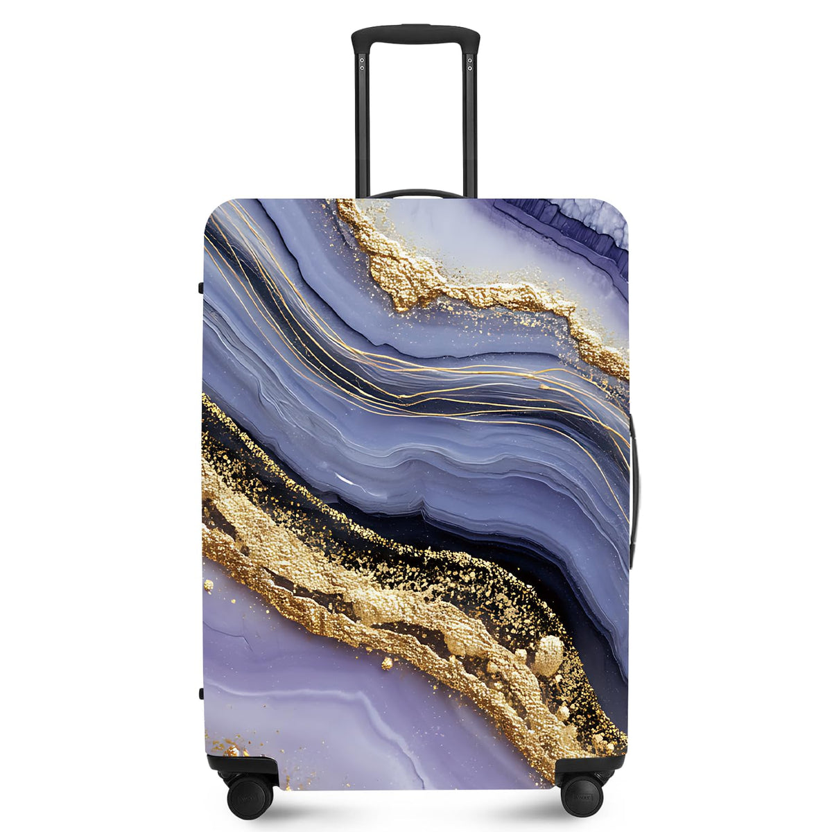 FOREVER QUEEN Blue Gold Luxury Marble Luggage Cover Suitcase Protector Suitcase Cover Anti-Scratch,Stretchable Bag Cover Washable Durable Polyester