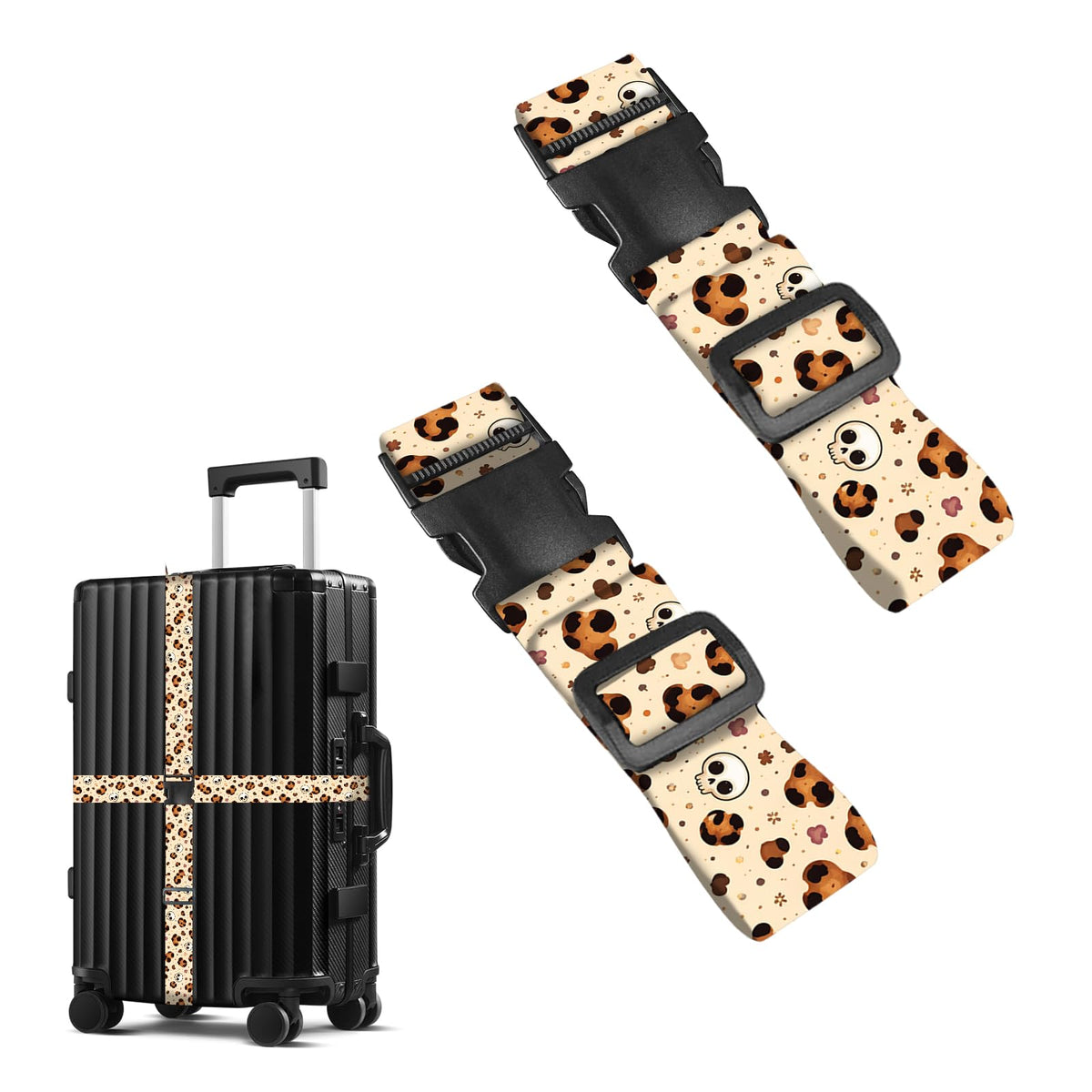 Nuxovilar Luggage Straps of 2 Set Blue Gold Fluid Art Pattern 1.96x90.5in