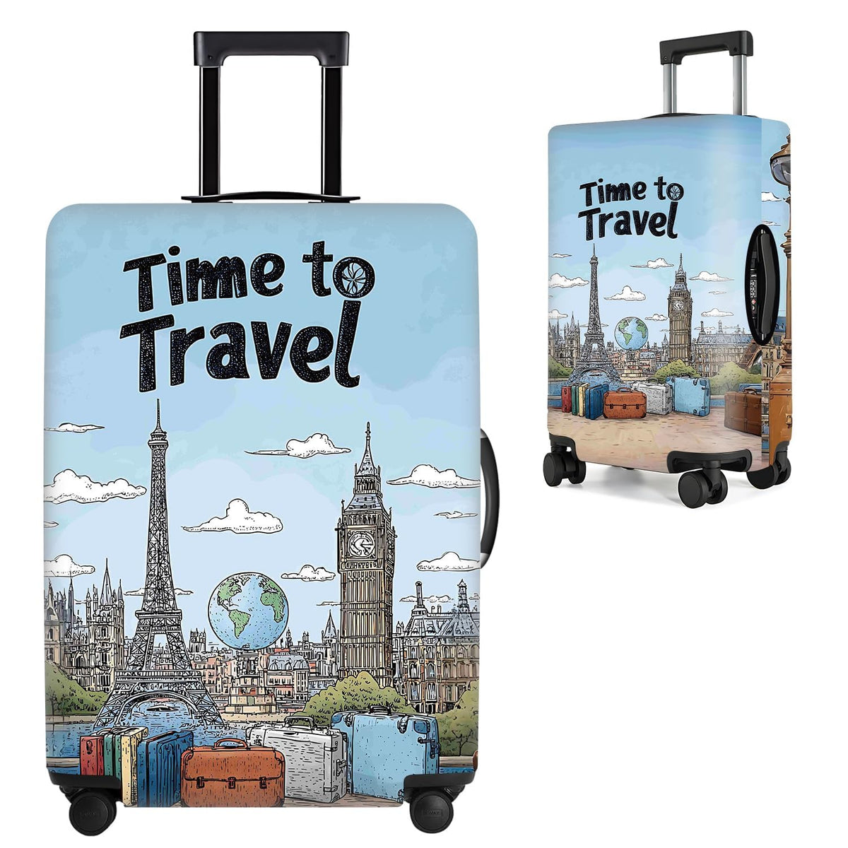Cute Panda Luggage Cover – Bamboo Climbing Panda Suitcase Protector, Stretchable & Waterproof Travel Luggage Sleeve,M