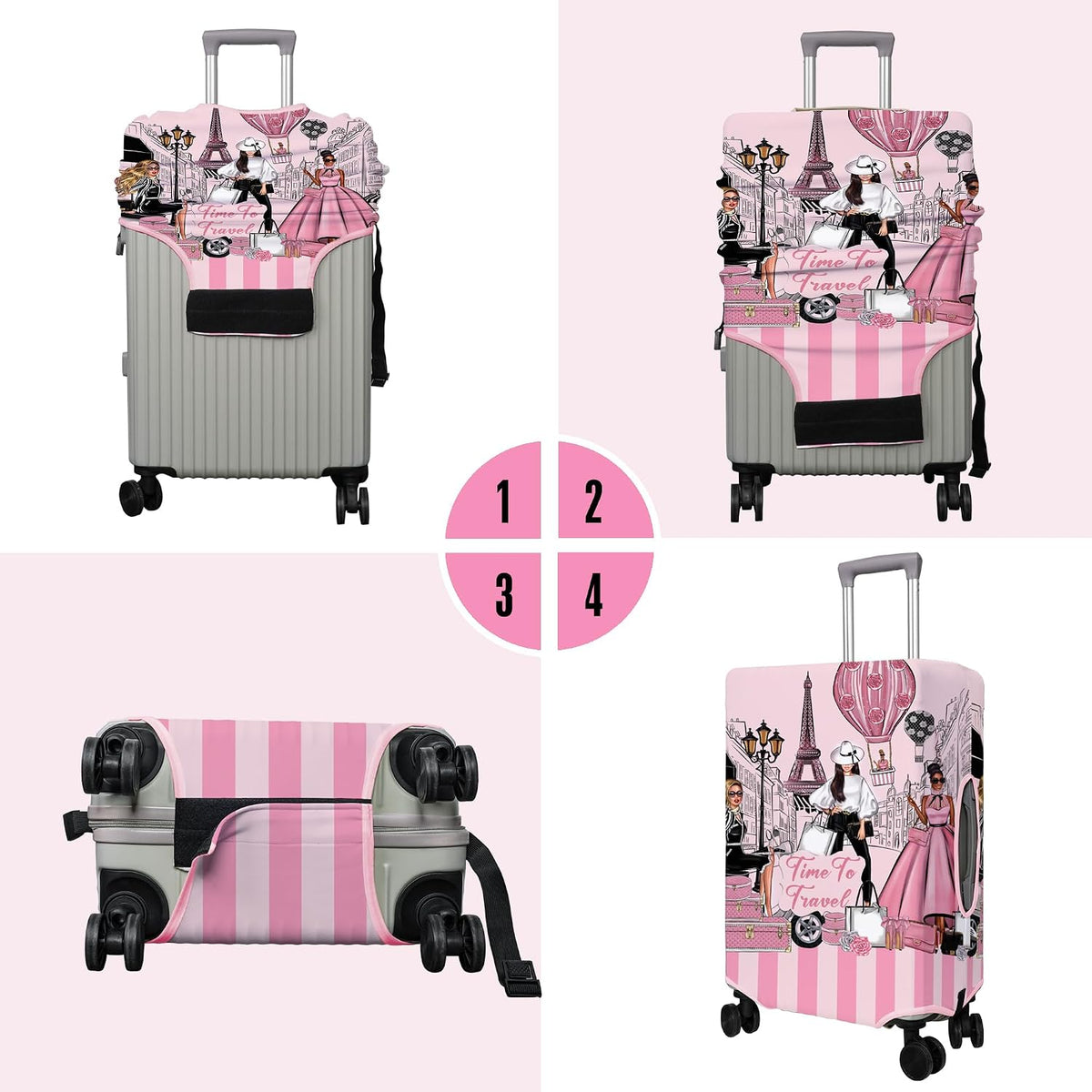 Travel Luggage Cover Suitcase Protector Fits 18-32 Inch Wheel Covers PatternedTravel Related Items Flower Luggage Protector Elastic M