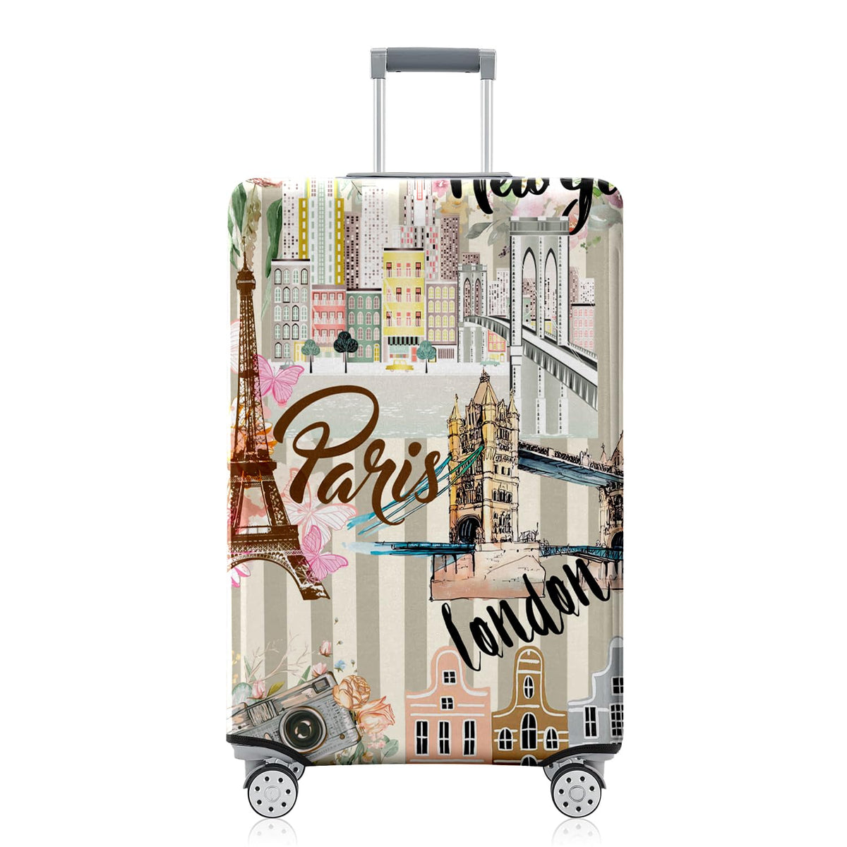 Fashion Accessory Travel Luggage Cover Fashion Girl Perfume and Lipstick and Heels Travel Suitcase Cover Anti-scratch Suitcase cover Fits 18-20 Inch