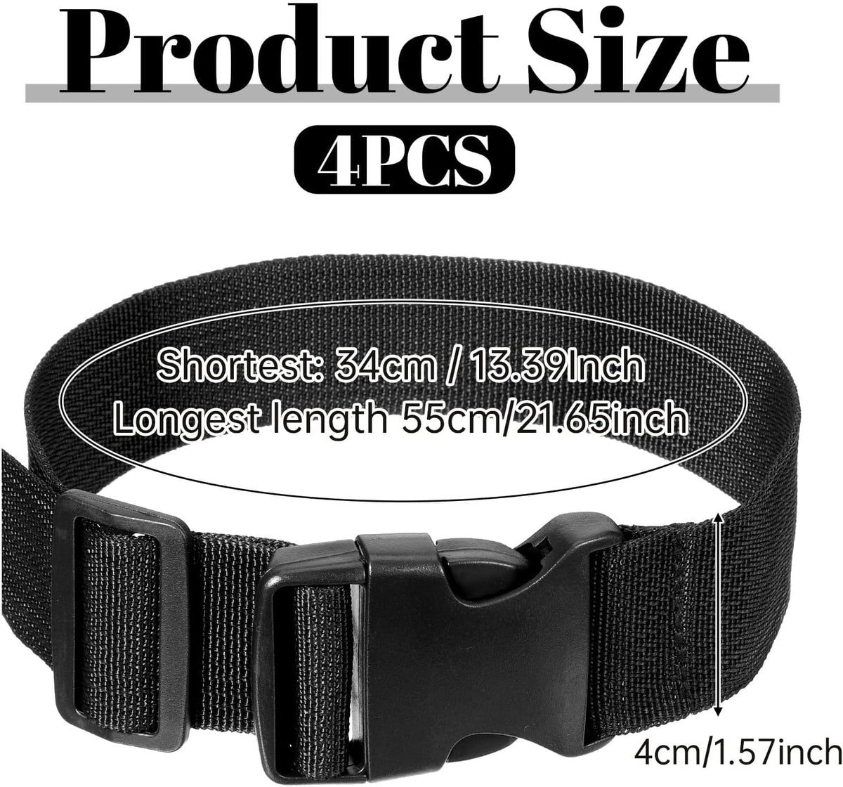 4Pcs Luggage Straps for Suitcases, Adjustable Suitcase Belt