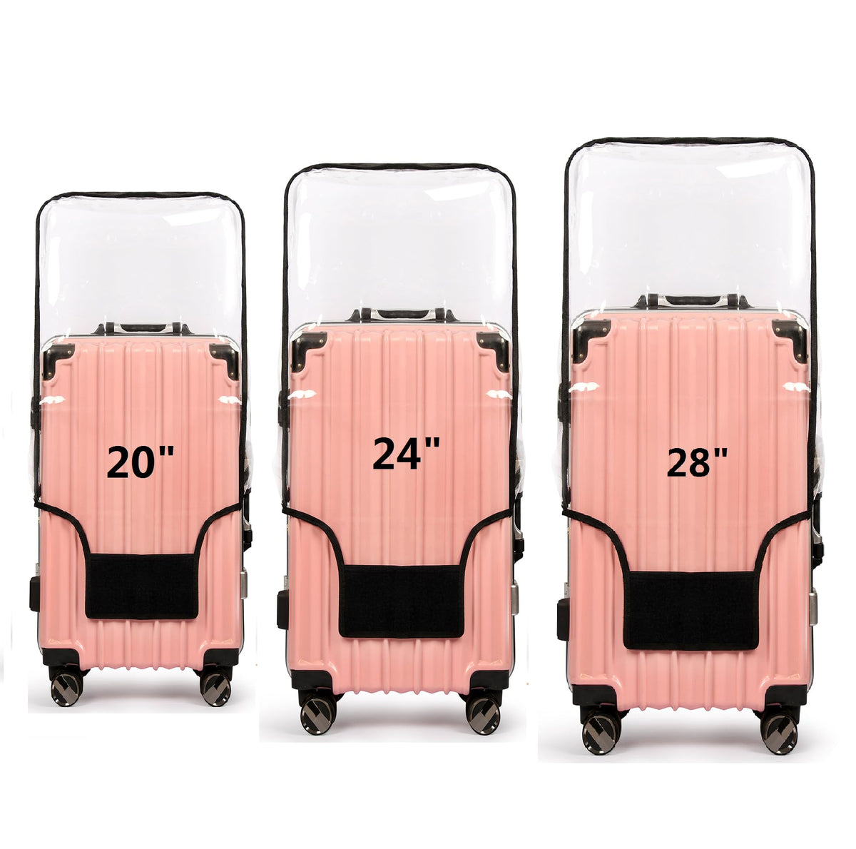 Clear PVC Luggage Cover Protectors - Transparent Waterproof Suitcase Sleeve for 20"+24"+28" Wheeled Suitcases (3PCS)
