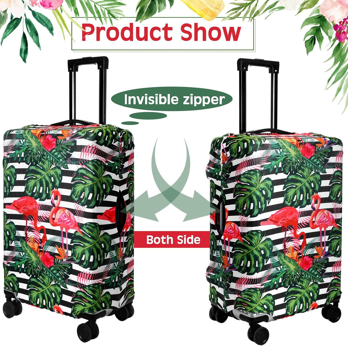 Amylove 3 Pcs Suitcase Covers Protective Washable Suitcase Protector Anti Scratch Luggage Cover Protector for 18-28 Inch Luggage (Flamingo)