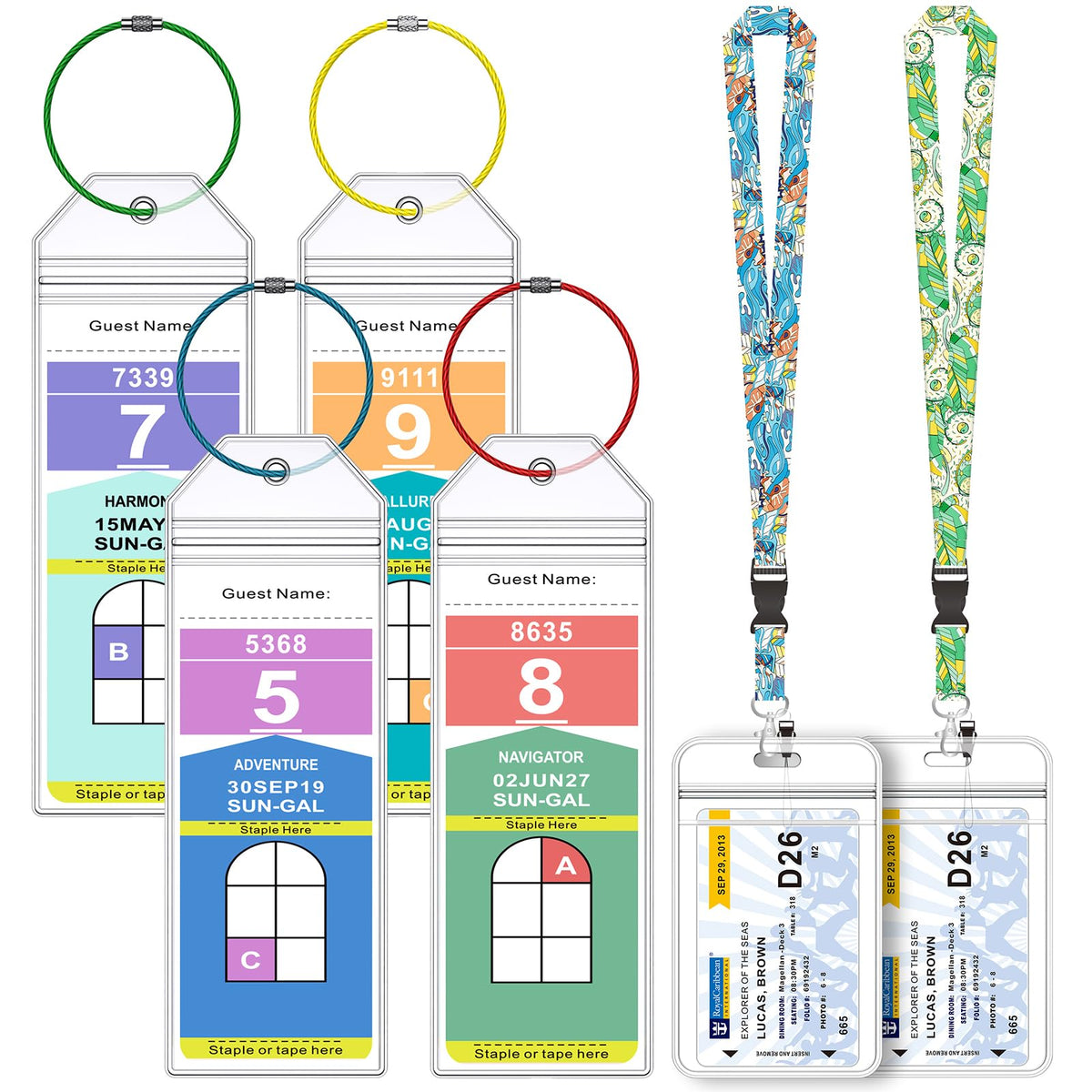Maloun Cruise Luggage Tag Holders for Royal Caribbean & Carnival, 6 Pack