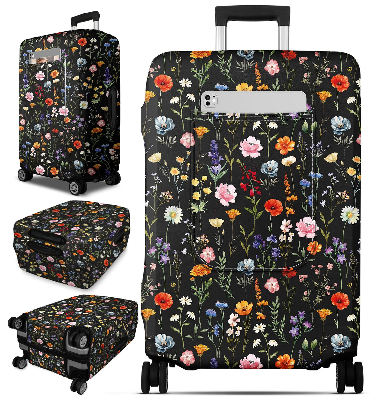 Slohif Cute Luggage Cover with Storage Pocket 28-30 inch Girly Pink Bow