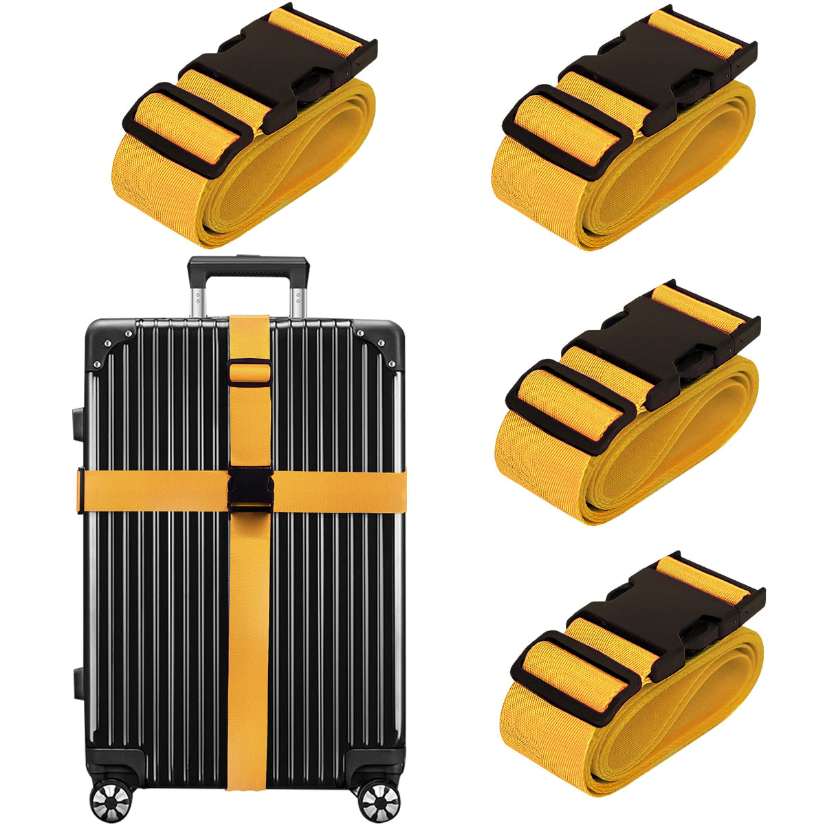 Chelmon Luggage Straps for Suitcases TSA Approved Travel Essentials 4 Pack