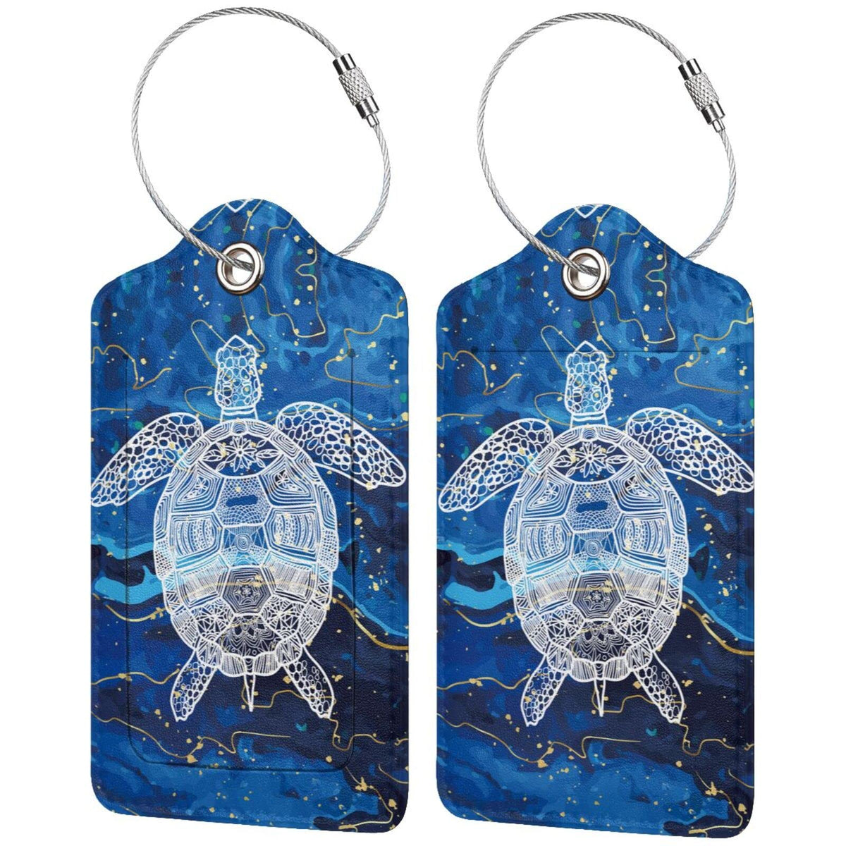 2 Pack Luggage Tag for Suitcase, Cute Leather Baggage Tag with Stainless Steel Loop Privacy Cover for Women Girls Bag Travel