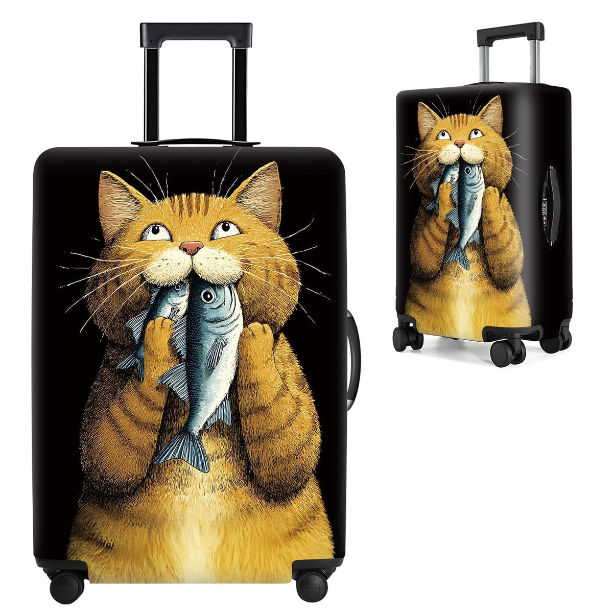 Cute Panda Luggage Cover – Bamboo Climbing Panda Suitcase Protector, Stretchable & Waterproof Travel Luggage Sleeve,M