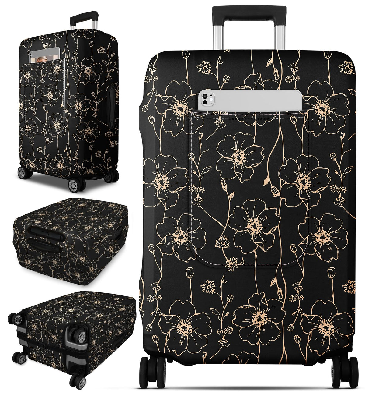 Slohif Cute Luggage Cover with Storage Pocket 28-30 inch Girly Pink Bow