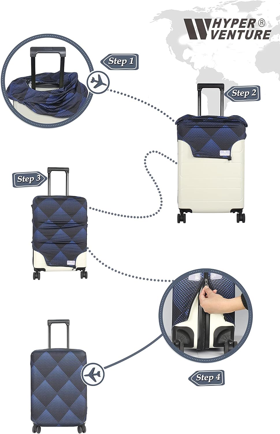 HYPER VENTURE Travel Luggage Cover Suitcase Protector Fits 23-26 Inch, M