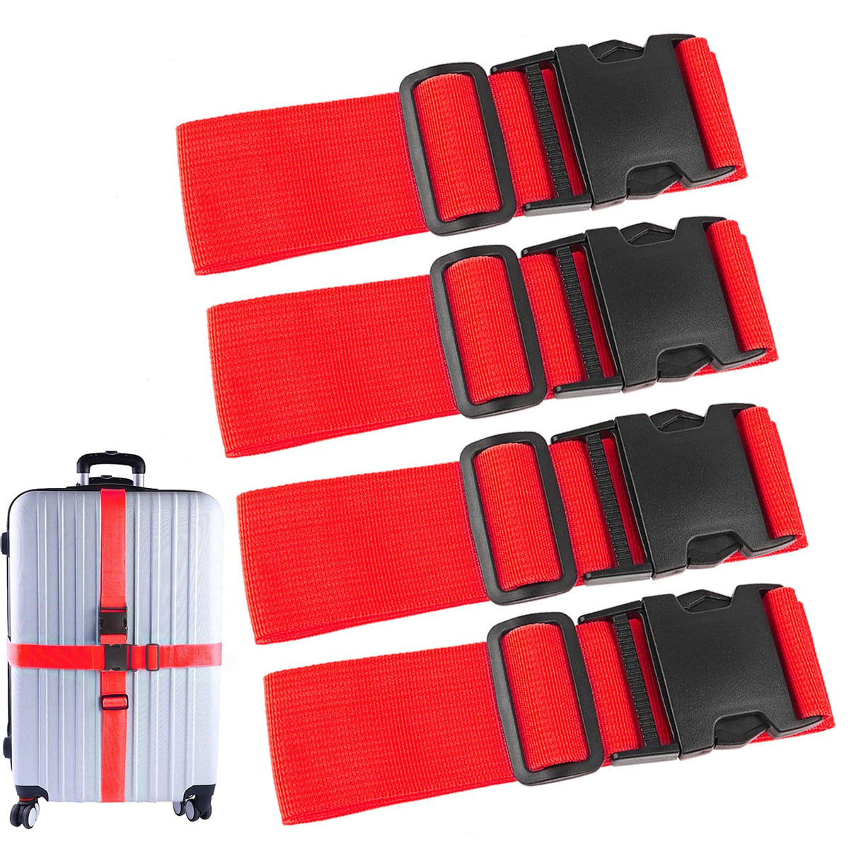 80In Luggage Straps for Suitcase Travel Belt Accessories, 2 Pack Light Blue