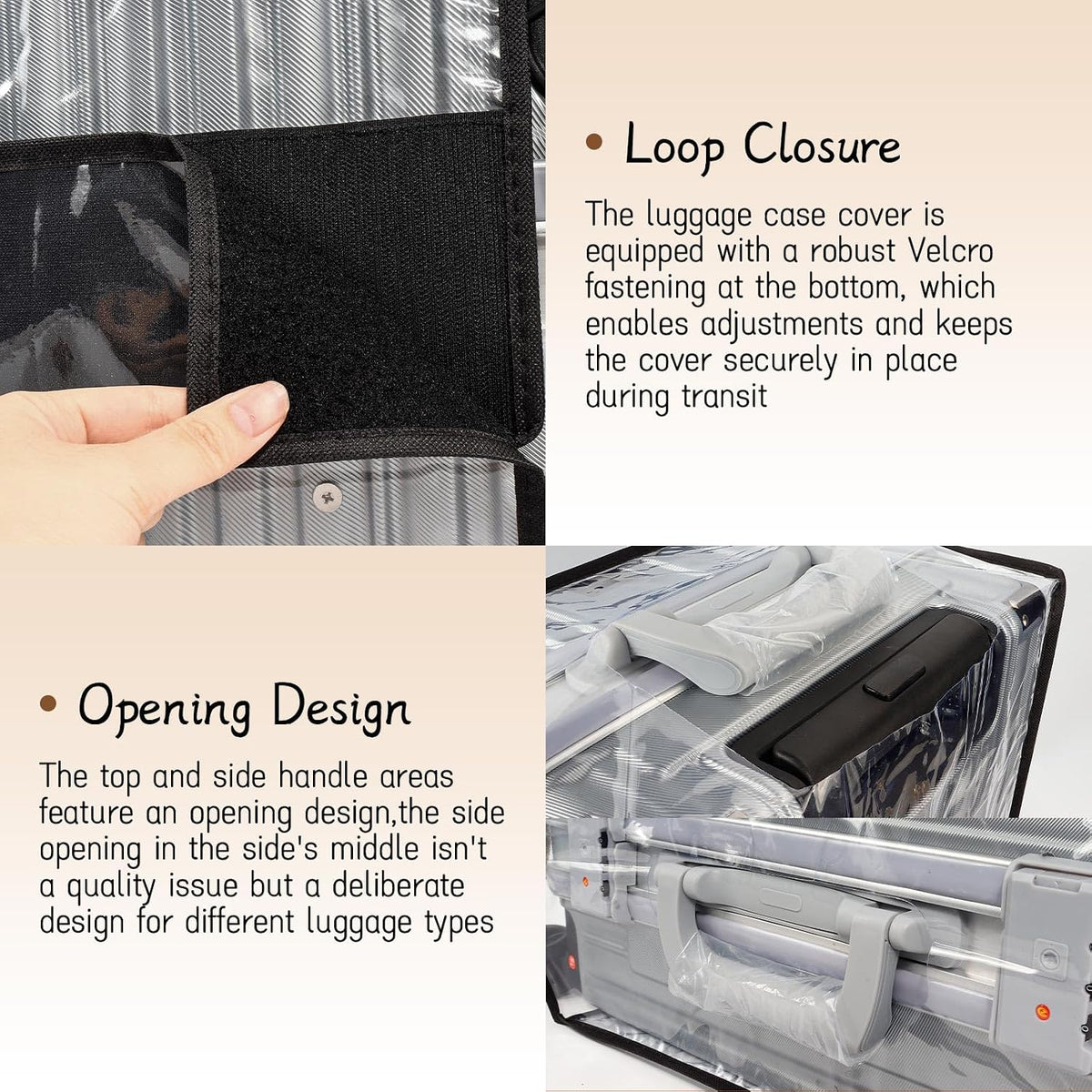 PVC Suitcase Cover Protector,20/22/24/26/28/30 Inch Suitcase Baggage Covers,Transparent Luggage Cover for Wheeled Suitcases (26‘’)