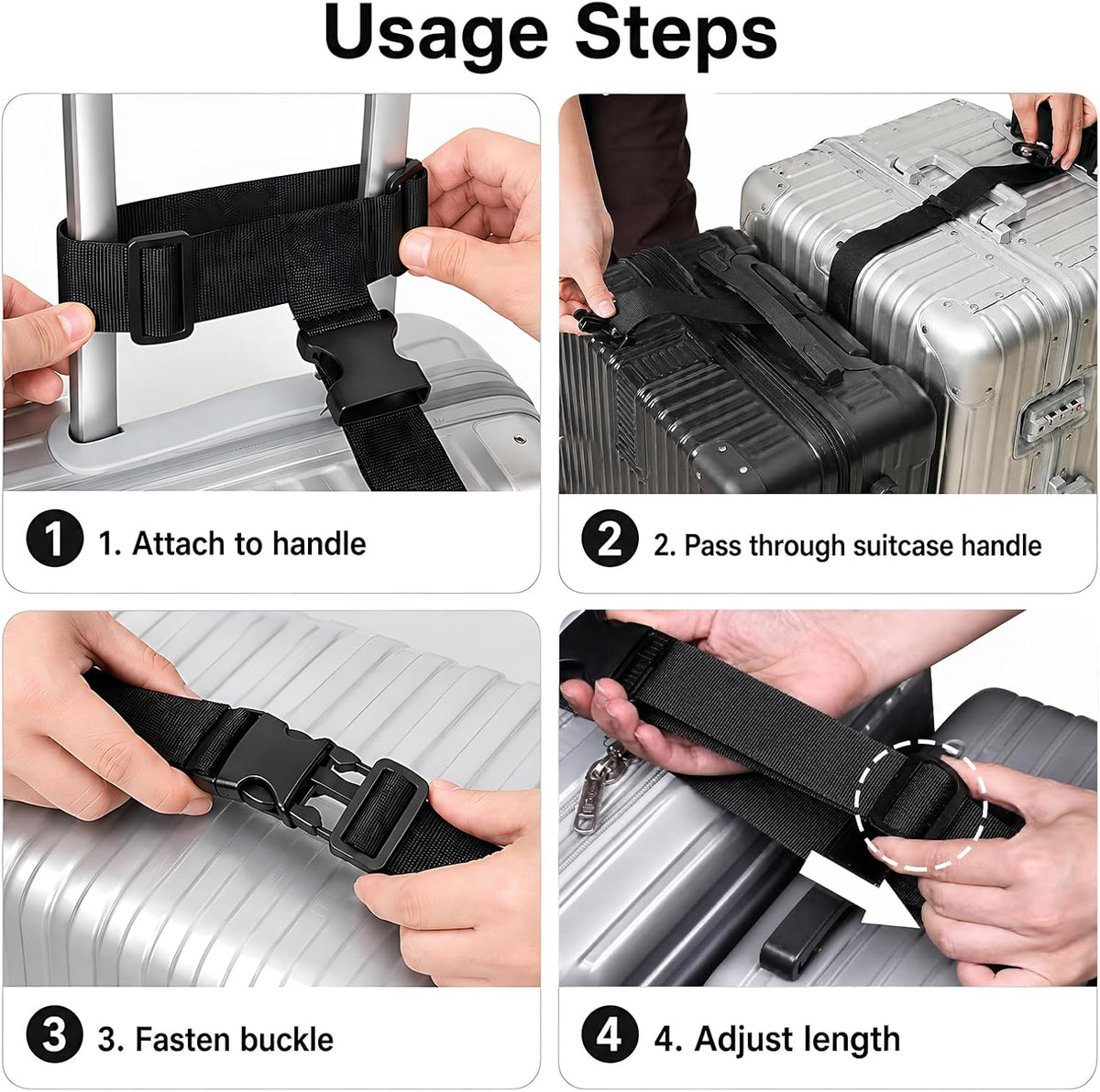 2 Pack Luggage Straps for Suitcases, Luggage Straps with Buckle Belt