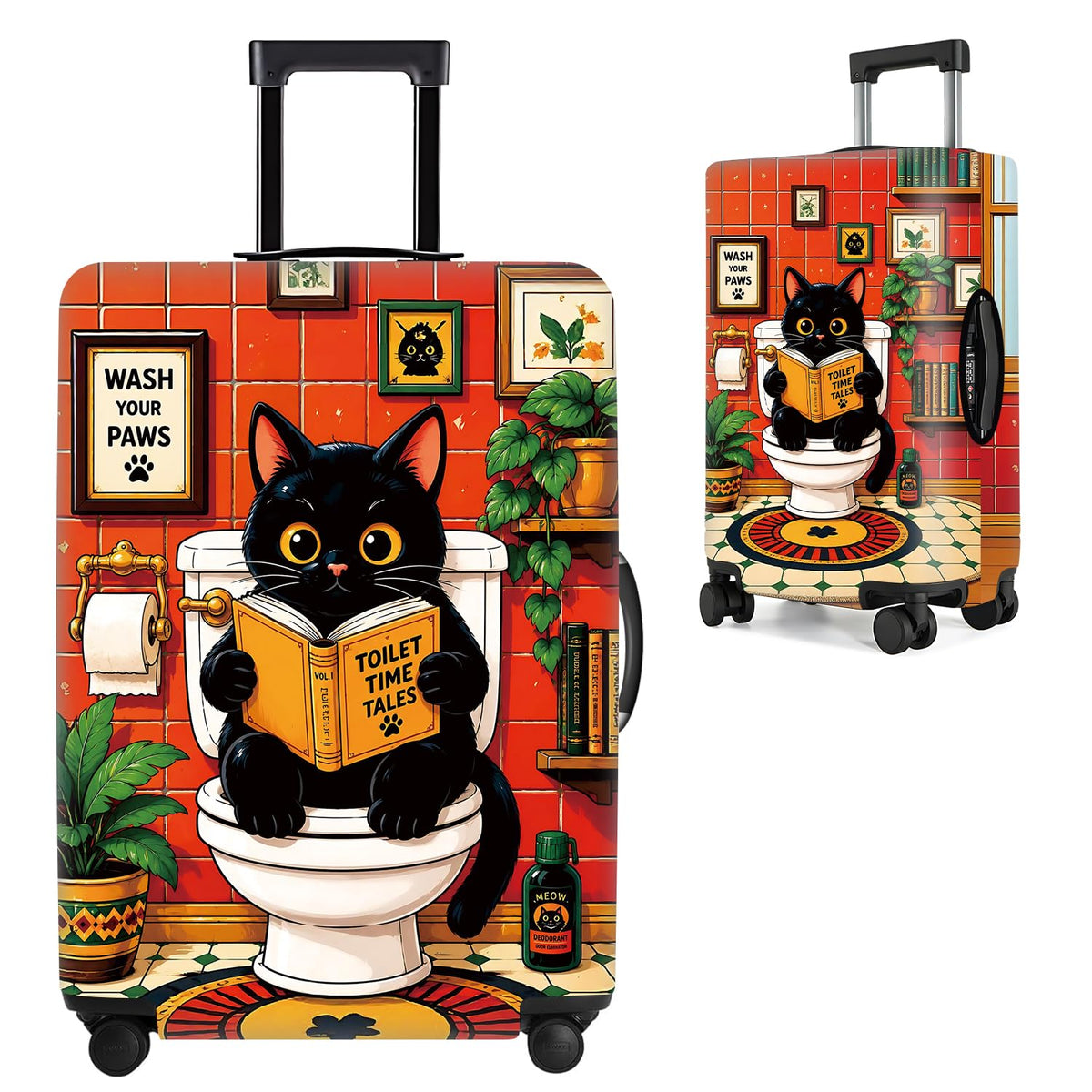 Cute Panda Luggage Cover – Bamboo Climbing Panda Suitcase Protector, Stretchable & Waterproof Travel Luggage Sleeve,M