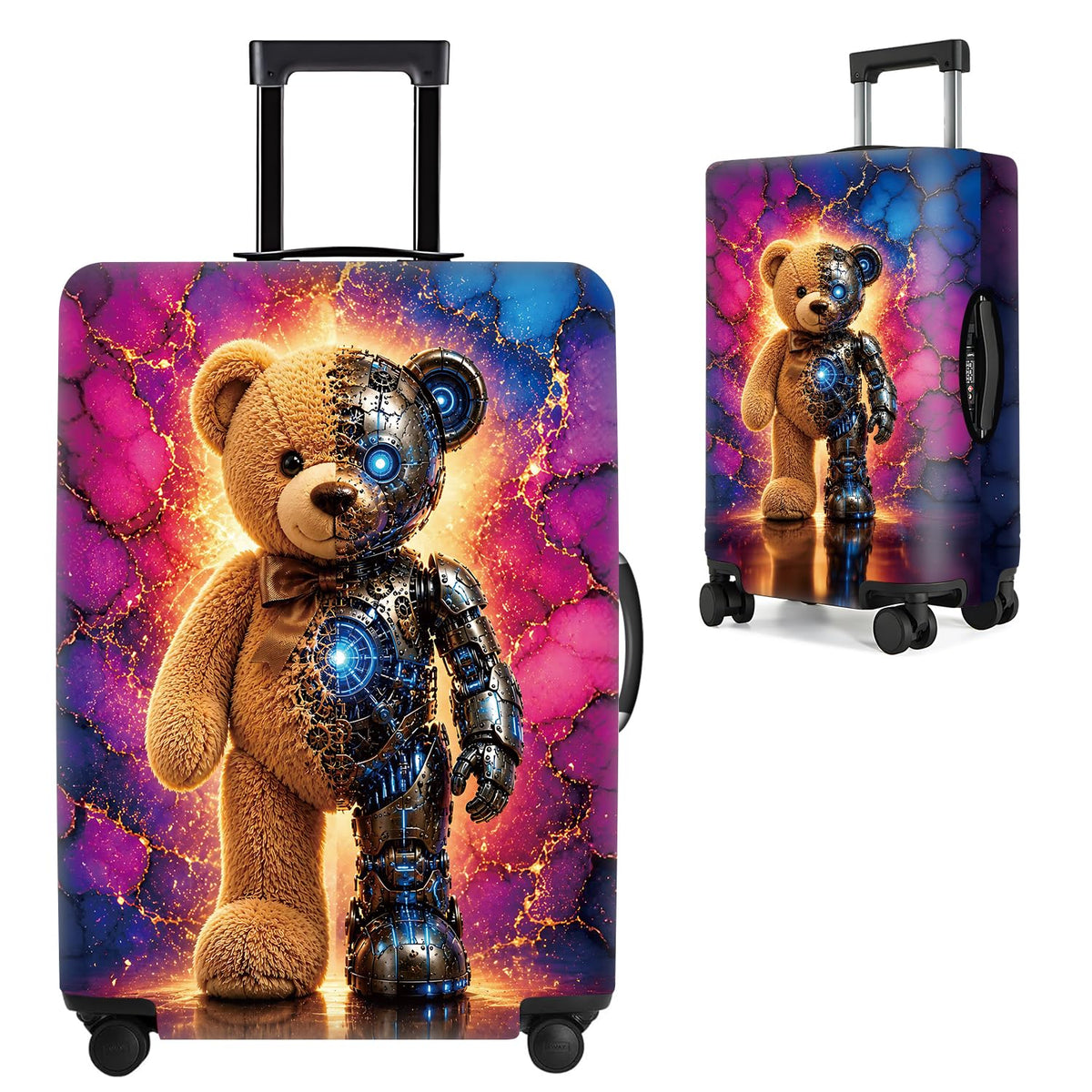 Cute Panda Luggage Cover – Bamboo Climbing Panda Suitcase Protector, Stretchable & Waterproof Travel Luggage Sleeve,M