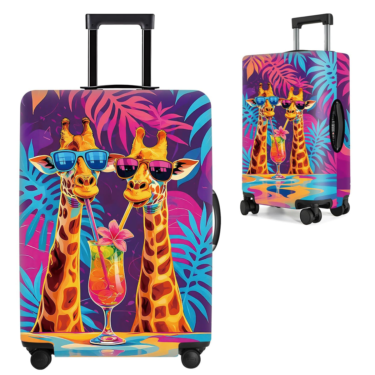 Cute Panda Luggage Cover – Bamboo Climbing Panda Suitcase Protector, Stretchable & Waterproof Travel Luggage Sleeve,M