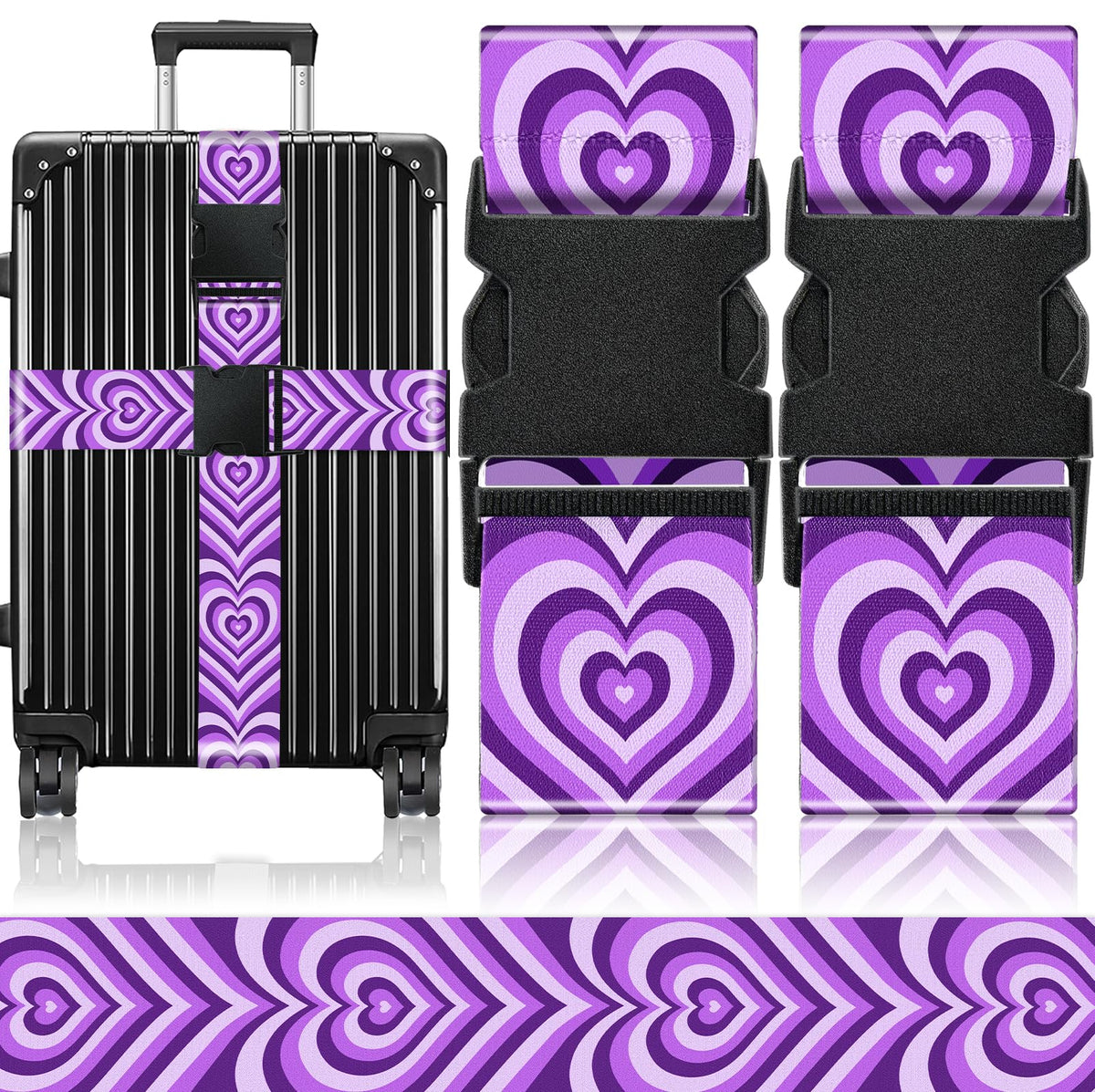 Slohif Luggage Straps for Suitcases Travel Belt Accessories Luggage Connector Identifiers 2 Pack Over Handle with Buckle Unique Nylon Adjustable Strap for Sleeping Bag Car Seat Butterfly