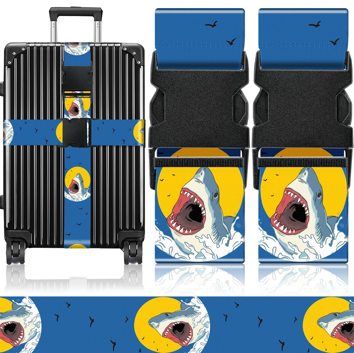 Slohif Luggage Straps for Suitcases Travel Belt Accessories Luggage Connector Identifiers 2 Pack Over Handle with Buckle Unique Nylon Adjustable Strap for Sleeping Bag Car Seat Butterfly