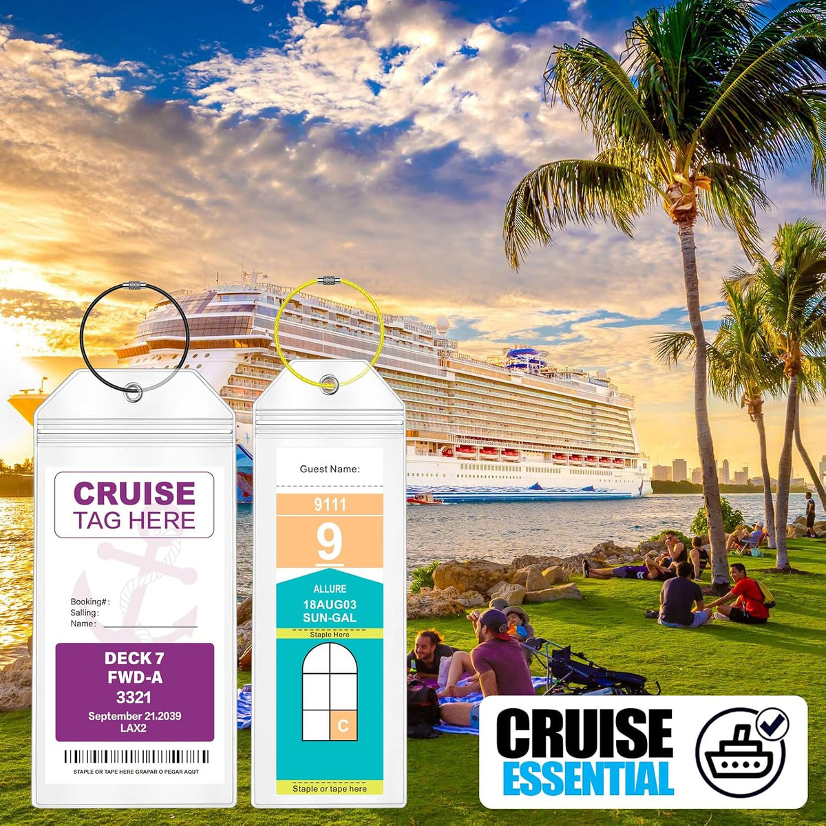 Maloun Cruise Luggage Tag Holders for Royal Caribbean & Carnival, 6 Pack