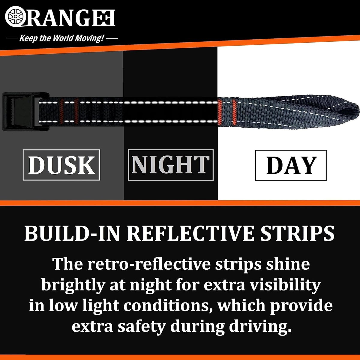 ORANGEE® 4 Pack Motorcycle & Bike Luggage Straps 20" - 55" Adjustable Stretch Tie Down Strap for Motorcycle, Bike, ATV Rack - Black