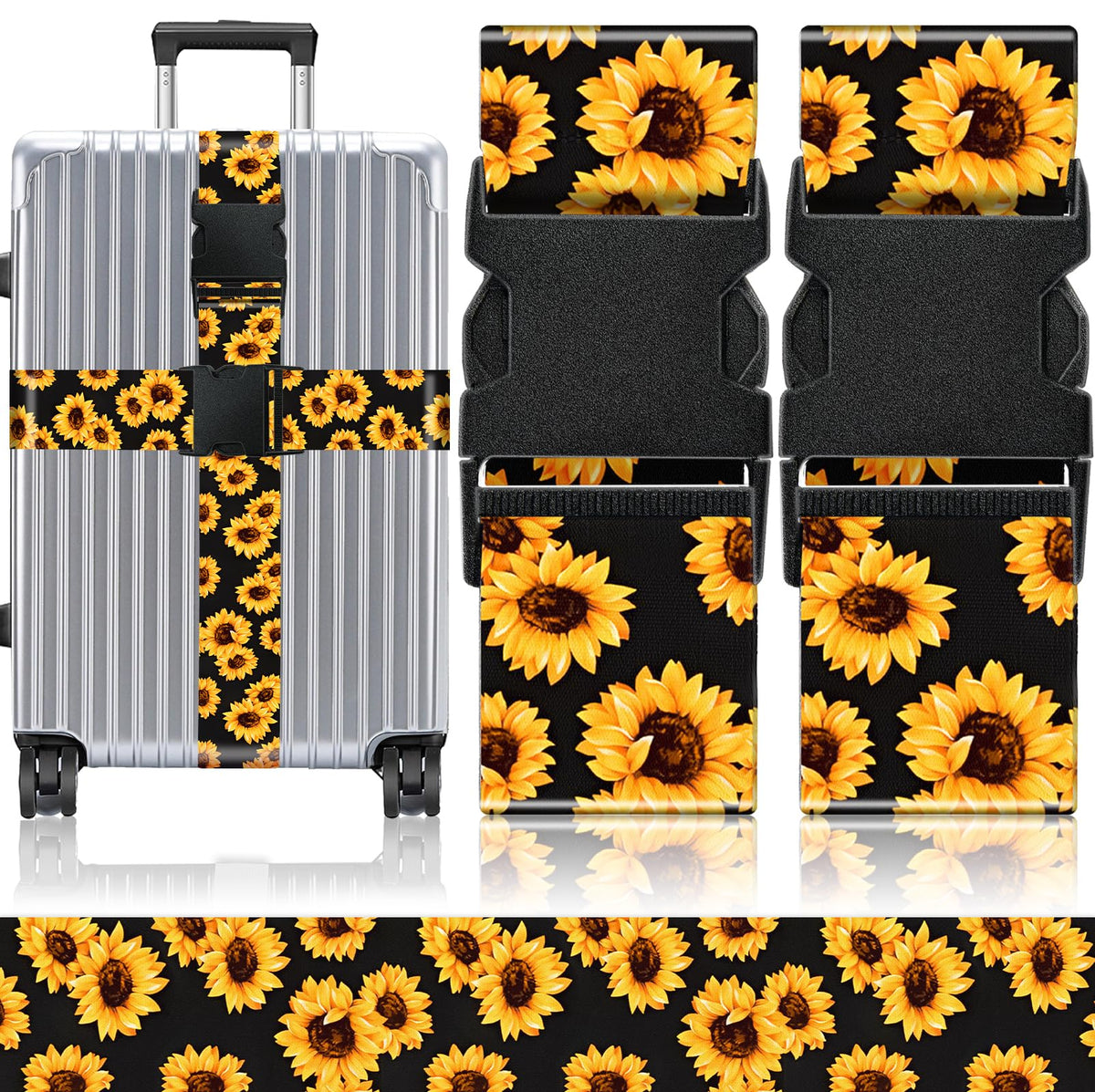 Slohif Luggage Straps for Suitcases Travel Belt Accessories Luggage Connector Identifiers 2 Pack Over Handle with Buckle Unique Nylon Adjustable Strap for Sleeping Bag Car Seat Butterfly