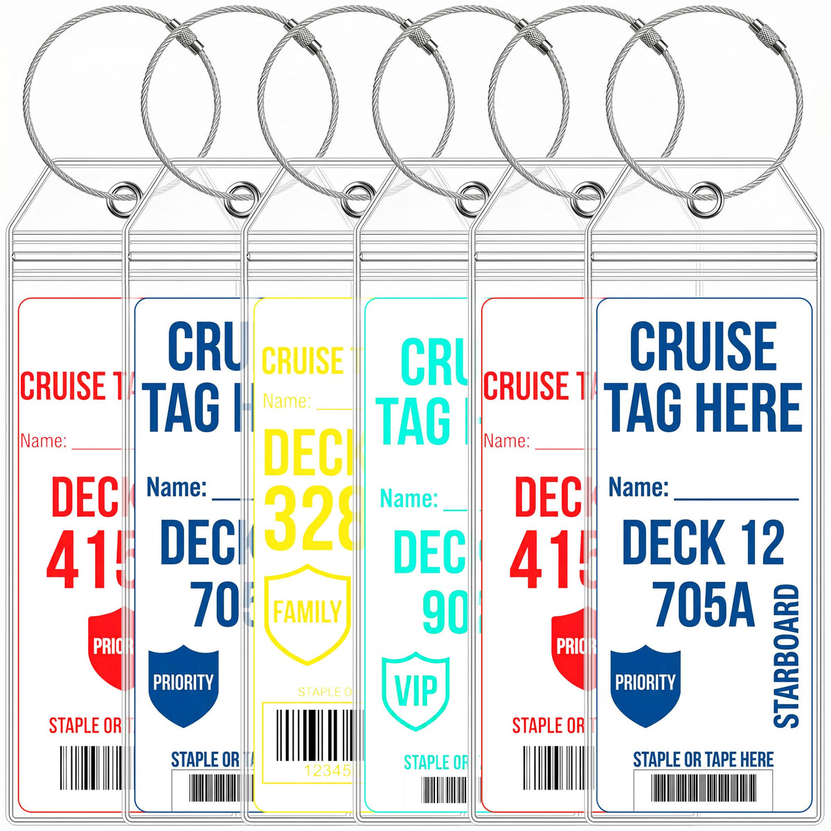 6 Pack Cruise Luggage Tag Holder for Carnival, Princess, Holland America