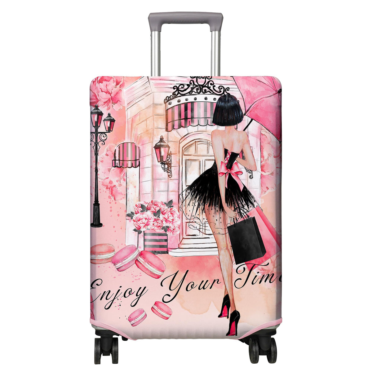 Travel Luggage Cover Suitcase Protector Fits 18-32 Inch Wheel Covers PatternedTravel Related Items Flower Luggage Protector Elastic M