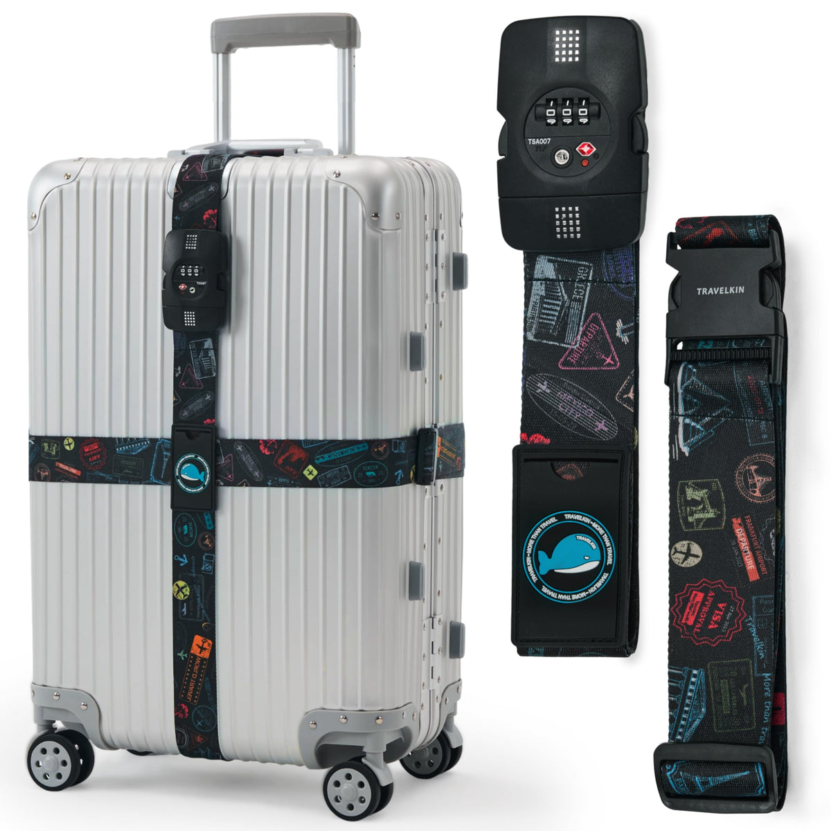 Travelkin Luggage Straps TSA Approved, Suitcase Straps with TSA Lock