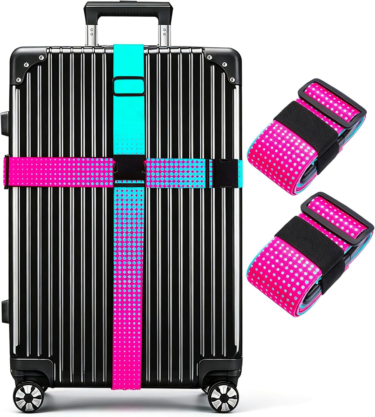 Luggage Straps for Suitcases TSA Approved Easy Pack Organized Suitcase Strap, Luggage Strap, Luggage Belt Strap, Bag Straps for Luggage. Buckle Straps Travel Accessories (Gradient Dot)