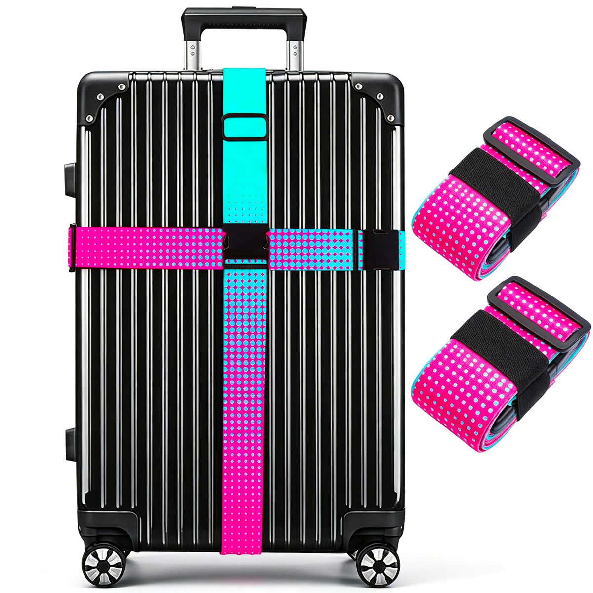 Luggage Straps for Suitcases TSA Approved Easy Pack Organized Suitcase Strap, Luggage Strap, Luggage Belt Strap, Bag Straps for Luggage. Buckle Straps Travel Accessories (Gradient Dot)