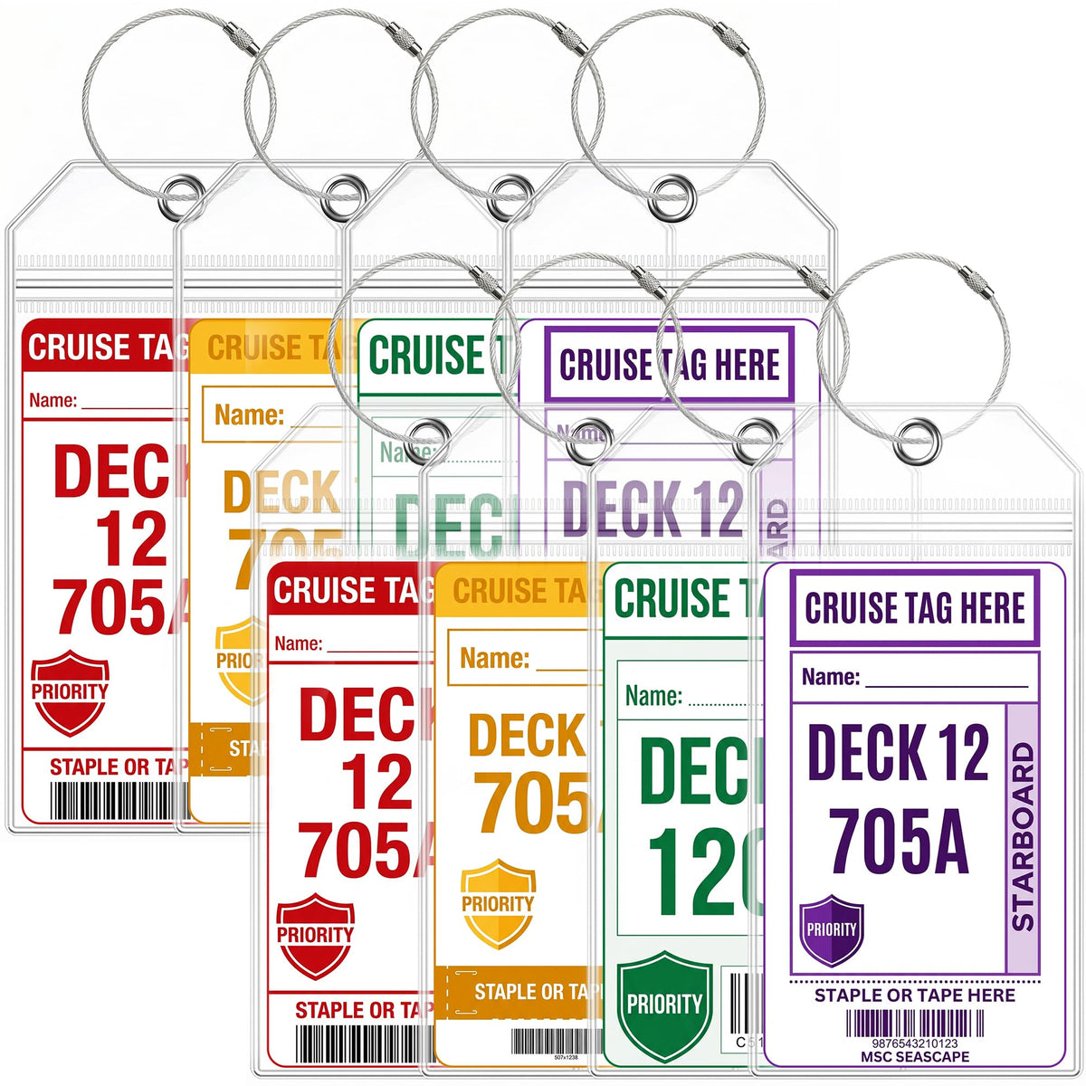 6 Pack Cruise Luggage Tag Holder for Carnival, Princess, Holland America