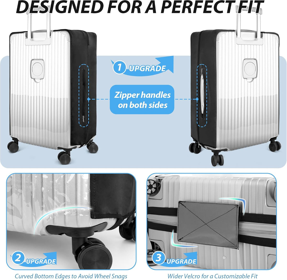Transparent PVC Suitcase Cover, No Disassembly Required Clear Luggage Protector Suitcase Cover