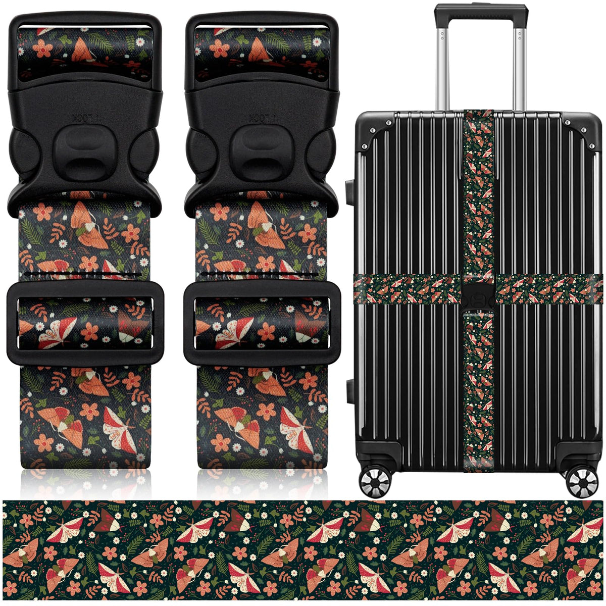 2 Pack Luggage Straps for Suitcases, Adjustable Travel Belt with Double Lock and Quick Release Buckle, Heavy Duty Nylon Bag Packing Strap, Bright Identifiers Business Travel Accessories-Colorful Block