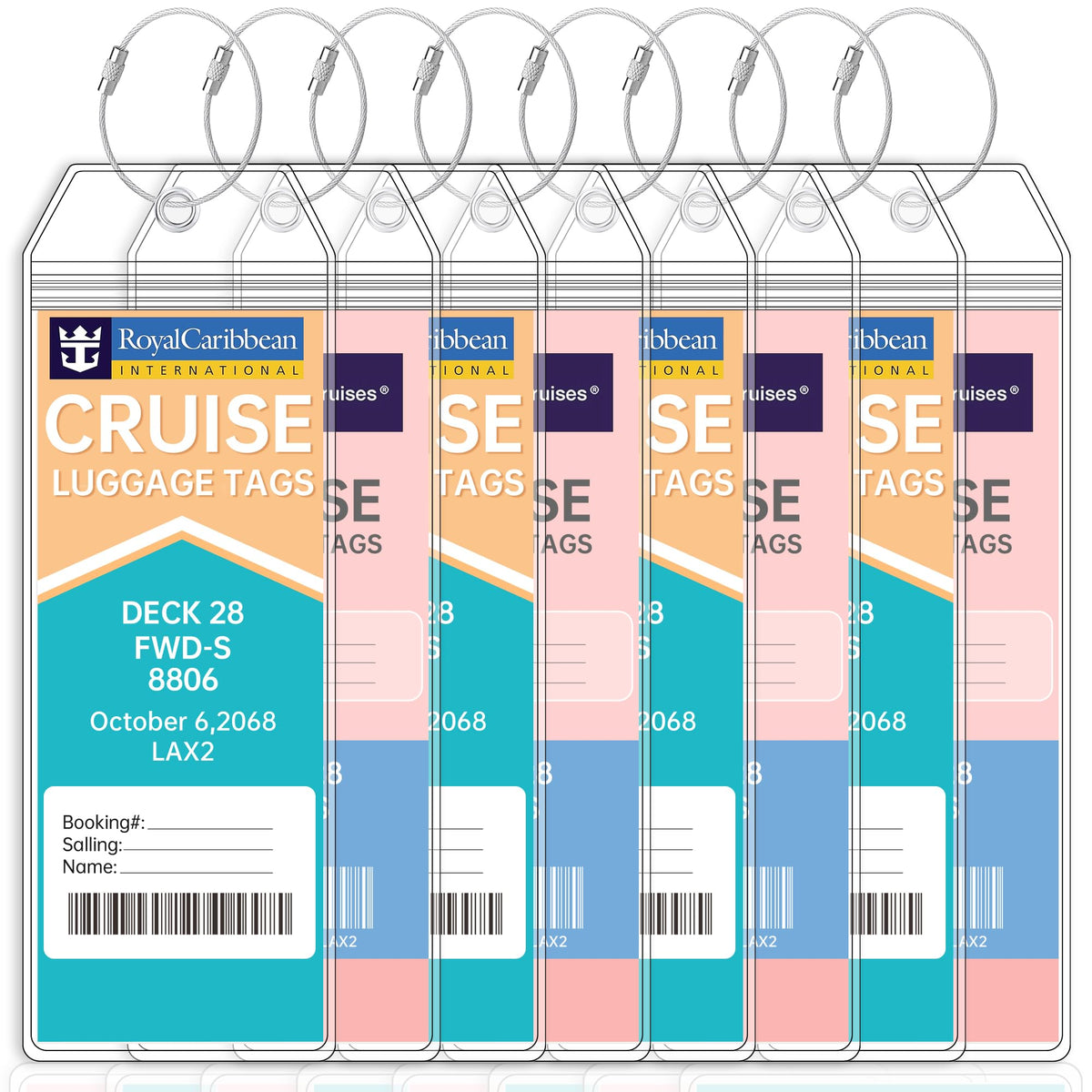 Teskyer Clear Cruise Luggage Tag Holder, Wide, 5 Pack