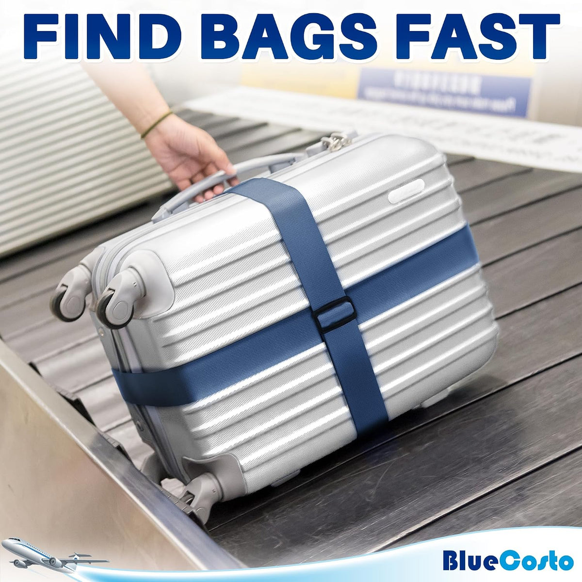 Luggage Straps for Suitcases - TSA Approved - Navy Blue, 4 PK