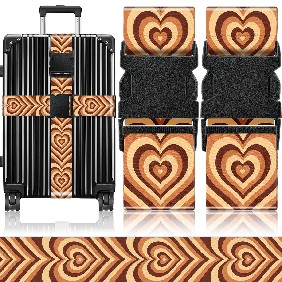 Slohif Luggage Straps for Suitcases Travel Belt Accessories Luggage Connector Identifiers 2 Pack Over Handle with Buckle Unique Nylon Adjustable Strap for Sleeping Bag Car Seat Butterfly