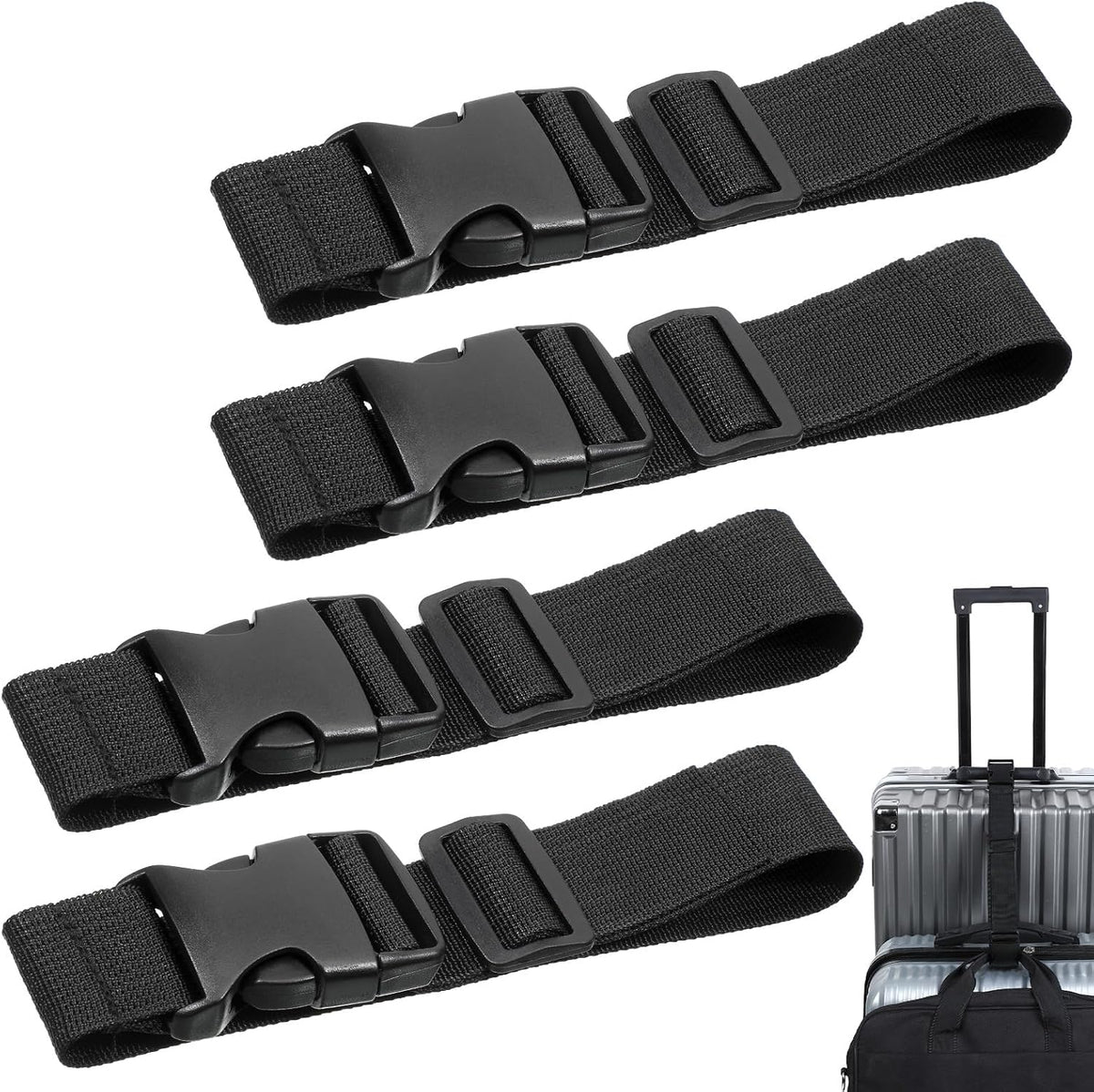 4Pcs Luggage Straps for Suitcases, Adjustable Suitcase Belt