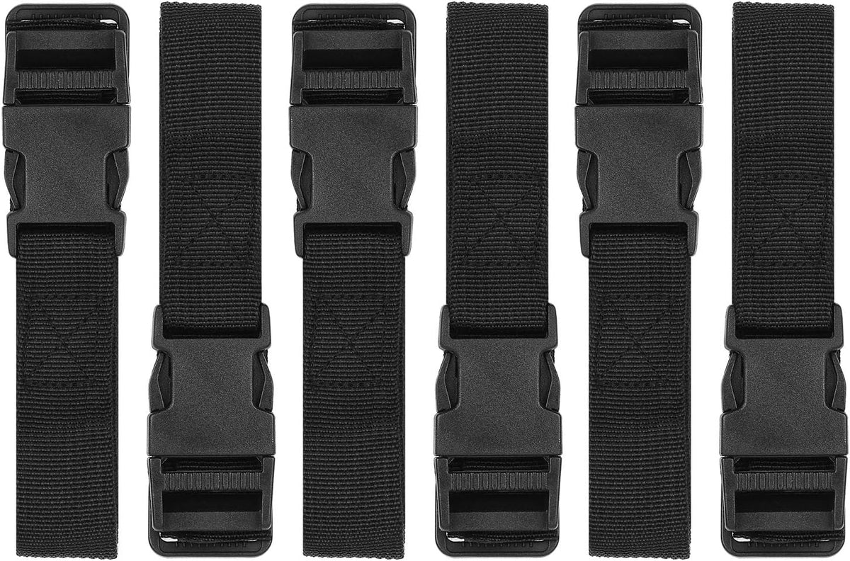 6 Pack Luggage Nylon Straps with Quick Release Buckle Utility Straps for Travel Packing Outdoor Sports, M, Black