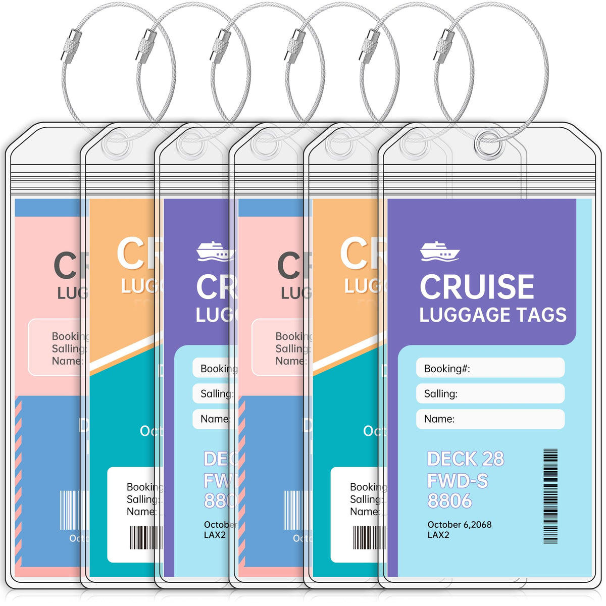 Teskyer Clear Cruise Luggage Tag Holder, Wide, 5 Pack