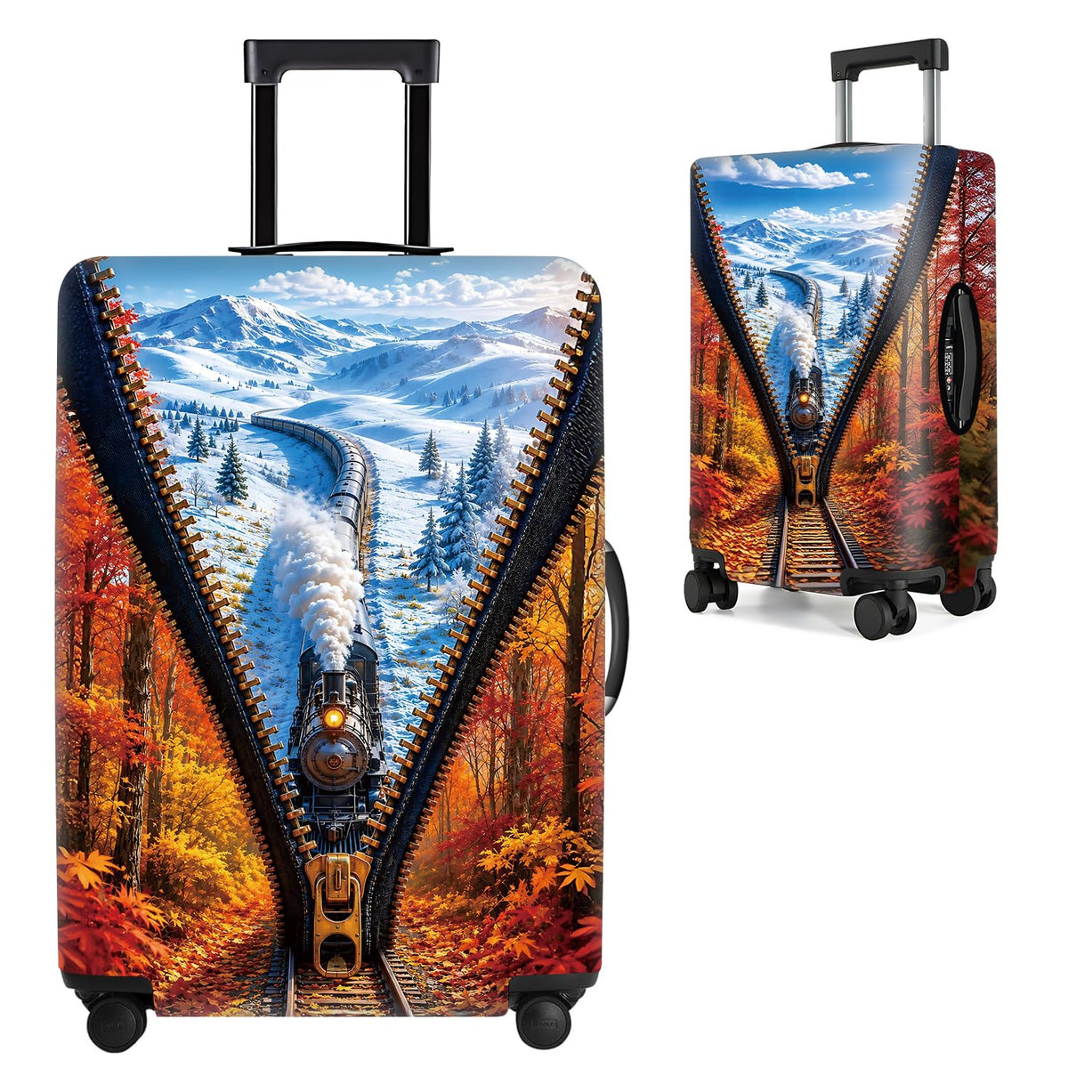 Cute Panda Luggage Cover – Bamboo Climbing Panda Suitcase Protector, Stretchable & Waterproof Travel Luggage Sleeve,M