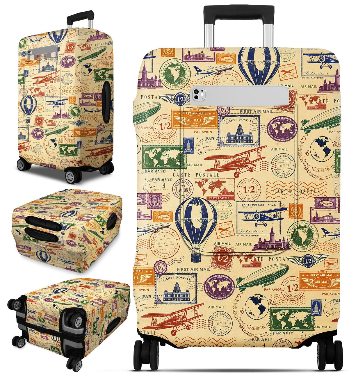 Slohif Cute Luggage Cover with Storage Pocket 28-30 inch Girly Pink Bow